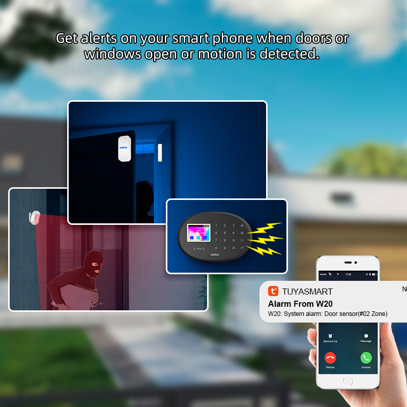 Home Zone Security App - KERUI WiFi + 4G/2G système d'alarme
