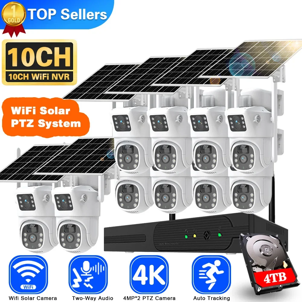 Home Security Video Systems - Système de caméra de vidéosurveillance solaire,