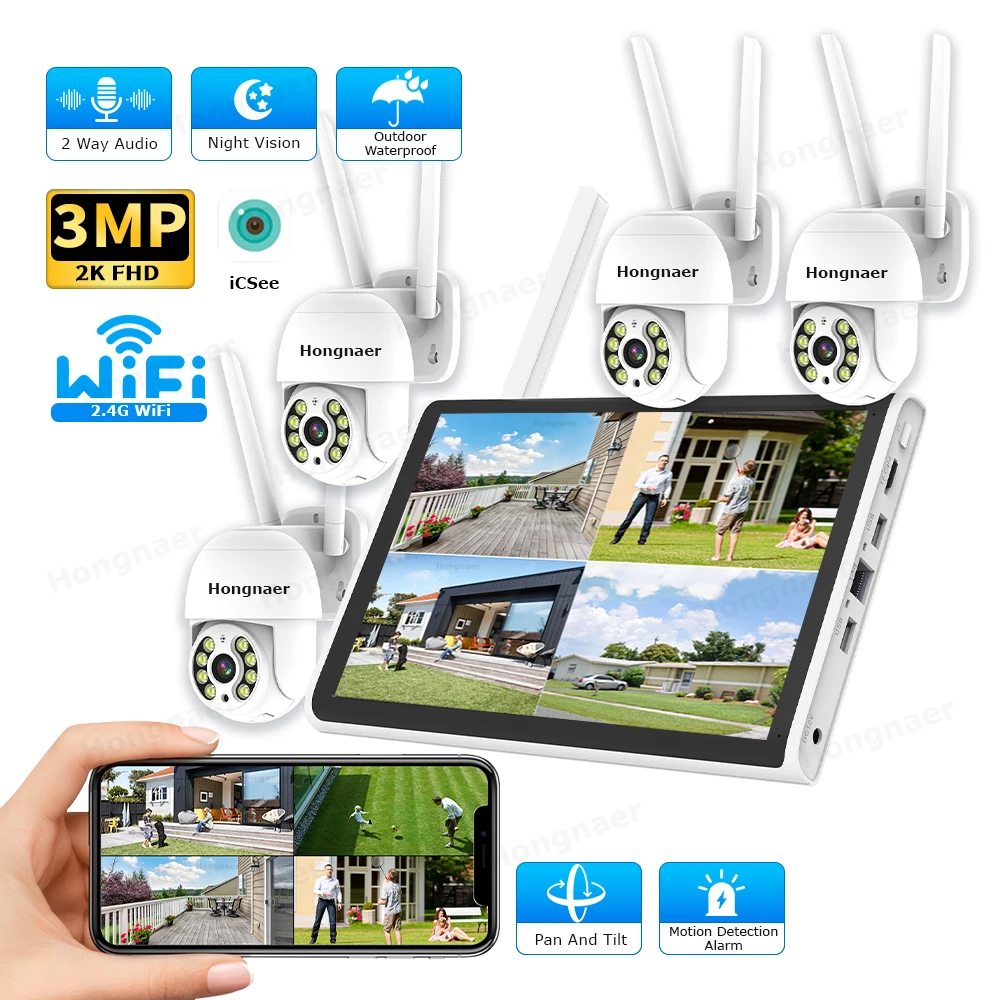 Home Security Wireless - Kit de Système de Caméras de