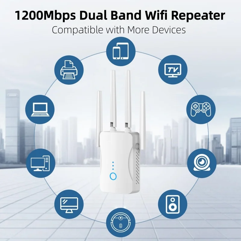 Home Security Wireless - Répéteur WiFi double bande 1200 Mbps,