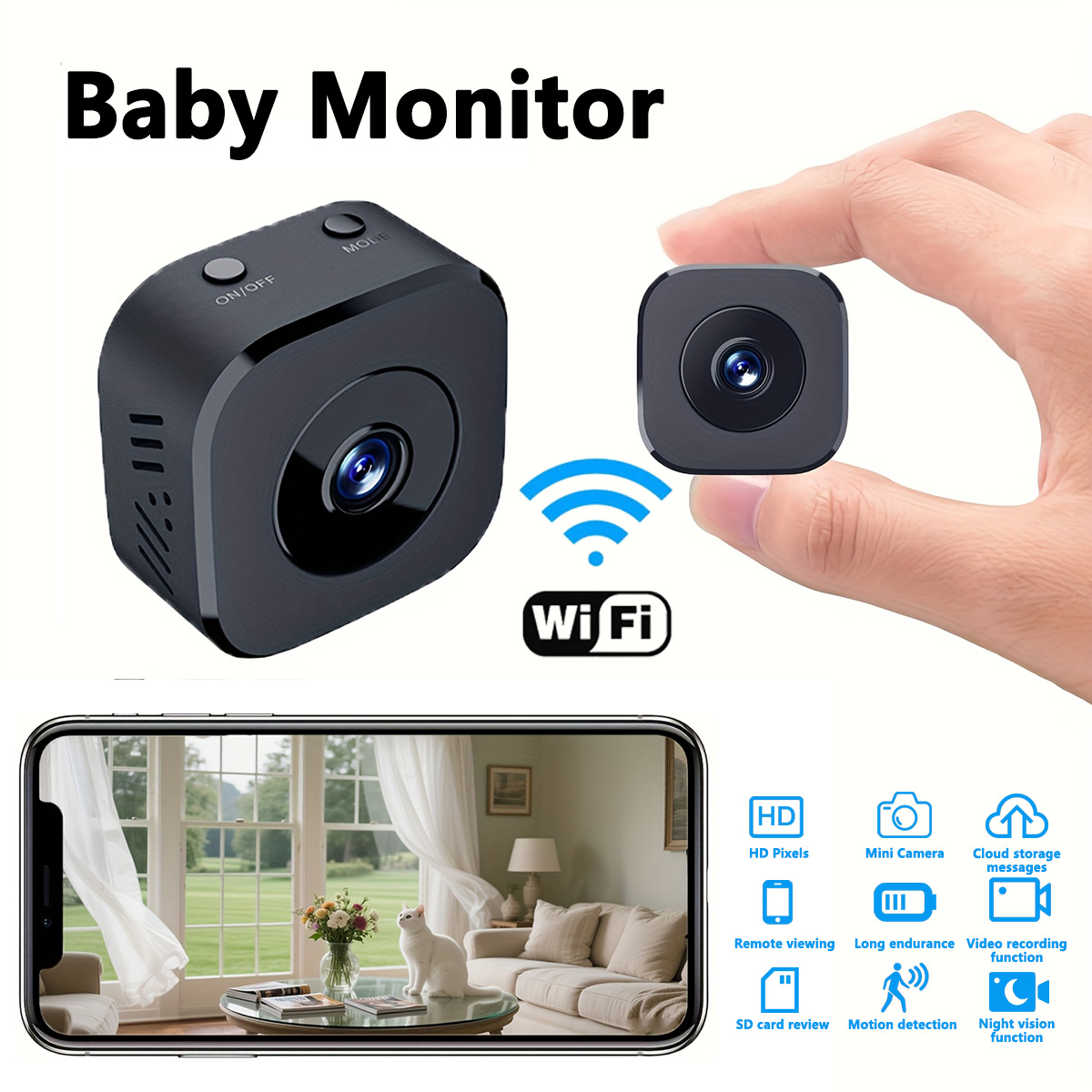 Home Security Wireless - 1080P HD Mini caméra WiFi sécurité