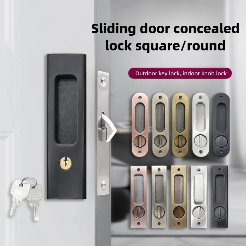 Home Security Doors - Serrure de porte coulissante, noire, pour